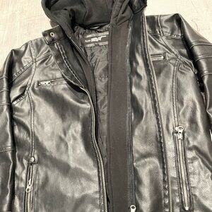 Like -leather heavy hooded boys fall jacket